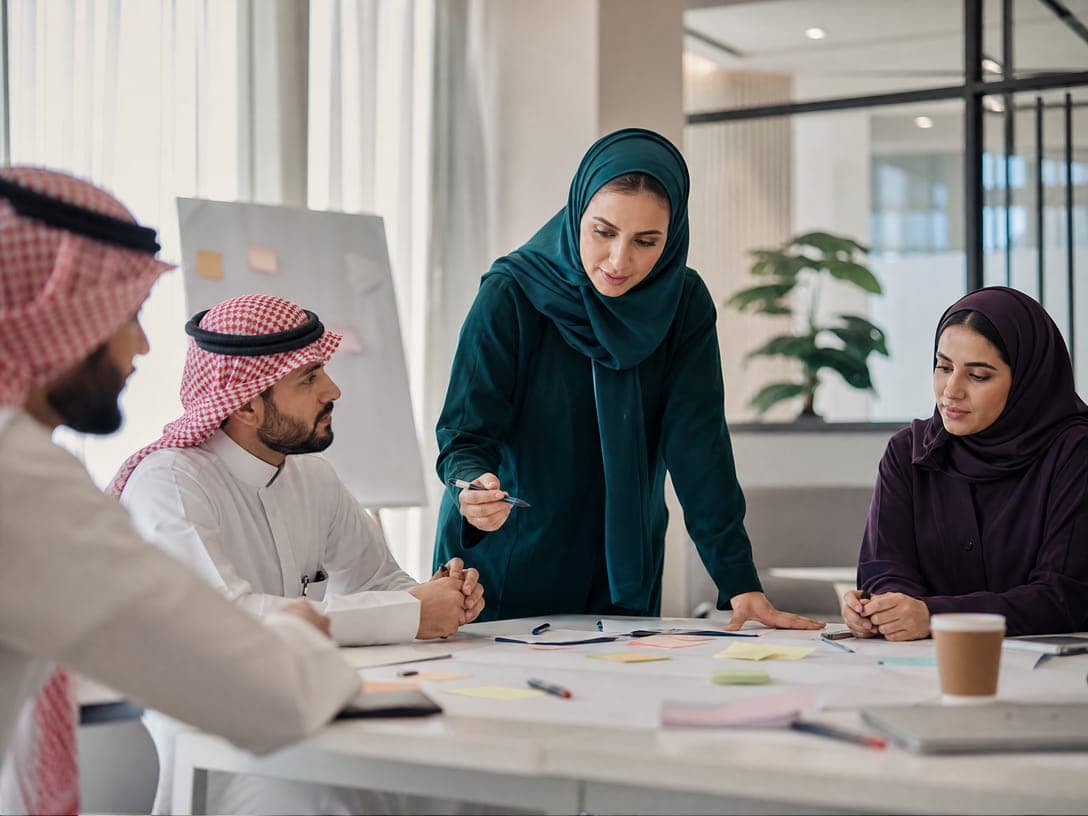 Saudi professionals collaborating in an HCE workshop